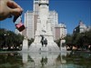 España Square Visiting Don Quijote and Sancho Panza fountain.