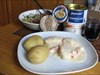 FISKEBOLLER Typisch Norwegisch ! Fishballs with white sauce and potato. Nicht jedermanns Geschmack ... MEN JEG SYNES DET VAR GODT!