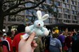 Hanging out in the crowd St. Charles avenue was packed on the last day of Mardi Gras in New Orleans.  Here is a shot of B&#39;s Bunny with the crowd surrounding some marchers in the Zulu parade.