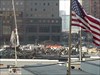 Ground Zero (Zoom Shot - North Tower) There is a pile of debris approximately where 7 WTC fell