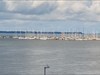 Strelasund-Panorama On the way to [Rügen] is a great view over the [Strelasund]. On the right hand side the peer of [Dänholm], left hand side partly the skyline of [Stralsund]...&#13;&#10;In between the Marina with its small boats... ?