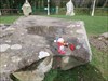 Magic and Team Mascot Noddy on Altar Stone Haverfordwest Pembrokshire