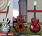 The giant guitars outside of the hotel