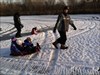Transporting bug across frozen Minnesota lake