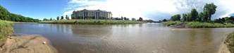 Panorama of Cascade Creek joining the Zumbro River