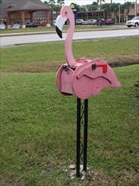 More Than A Mailbox Handmade Pink Flamingo Black Background Post Mount 