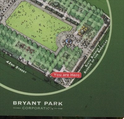 Bryant Park Map 42nd Street New York Ny You Are Here Maps
