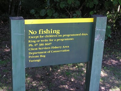 Fishing for Children? Tongariro Trout Hatchery. Turangi. New Zealand. -  Unintentionally Funny Signs on 