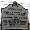 Image for Headquarters of Confederate Generals Lee, Jackson and Longstreet - Bartonsville MD
