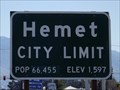 Image for Hemet CA - Population 66,455