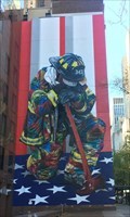 Image for A giant mural of a firefighter was unveiled in midtown on 9/11 - New-York, USA