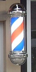 Image for Twin lighted barber poles - Legendz BarberShop, Grand Prairie, Texas USA