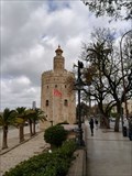 Image for La Torre del Oro de Sevilla proyecta imágenes de Olga Carmona e Irene Guerrero para celebrar el triunfo de la selección - Sevilla, Andalucía, España