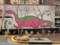 Image for Pink Dinosaur mural by Abe "Orange Man" Dubin at Vigilante Coffee - College Park, Maryland