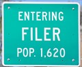 Image for Filer, Idaho ~ Population 1620