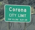 Image for Corona, California ~ Population 153,700