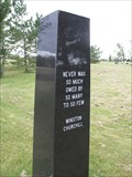 Image for Sir Winston Churchill - 'Never has so much' - Legion  #125 Memorial - Rochfort Bridge, Alberta