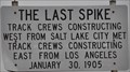 Image for Last Spike on the San Pedro, Los Angeles and Salt Lake Railroad