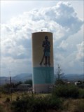 Image for Soldier painted on water tank, Radium Springs, NM