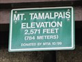 Image for Mt. Tamalpais Elevation Sign - Marin County, California