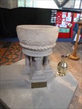 Image for St Mary's Priory Church -  Stone Font - Abergavenny, Wales, Great Britain.