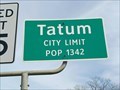 Image for Tatum, TX - Population 1342