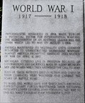 Image for 1st World War Plaque - Michigan Veterans Memorial , Lansing, Michigan.