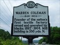 Image for Warren Coleman Marker , First Textile Mill Owned/Operated by Blacks