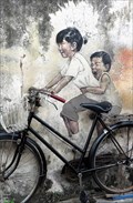 Image for 'Children on a Bicycle' - Satellite Oddity - George Town, Penang Island, Malaysia.