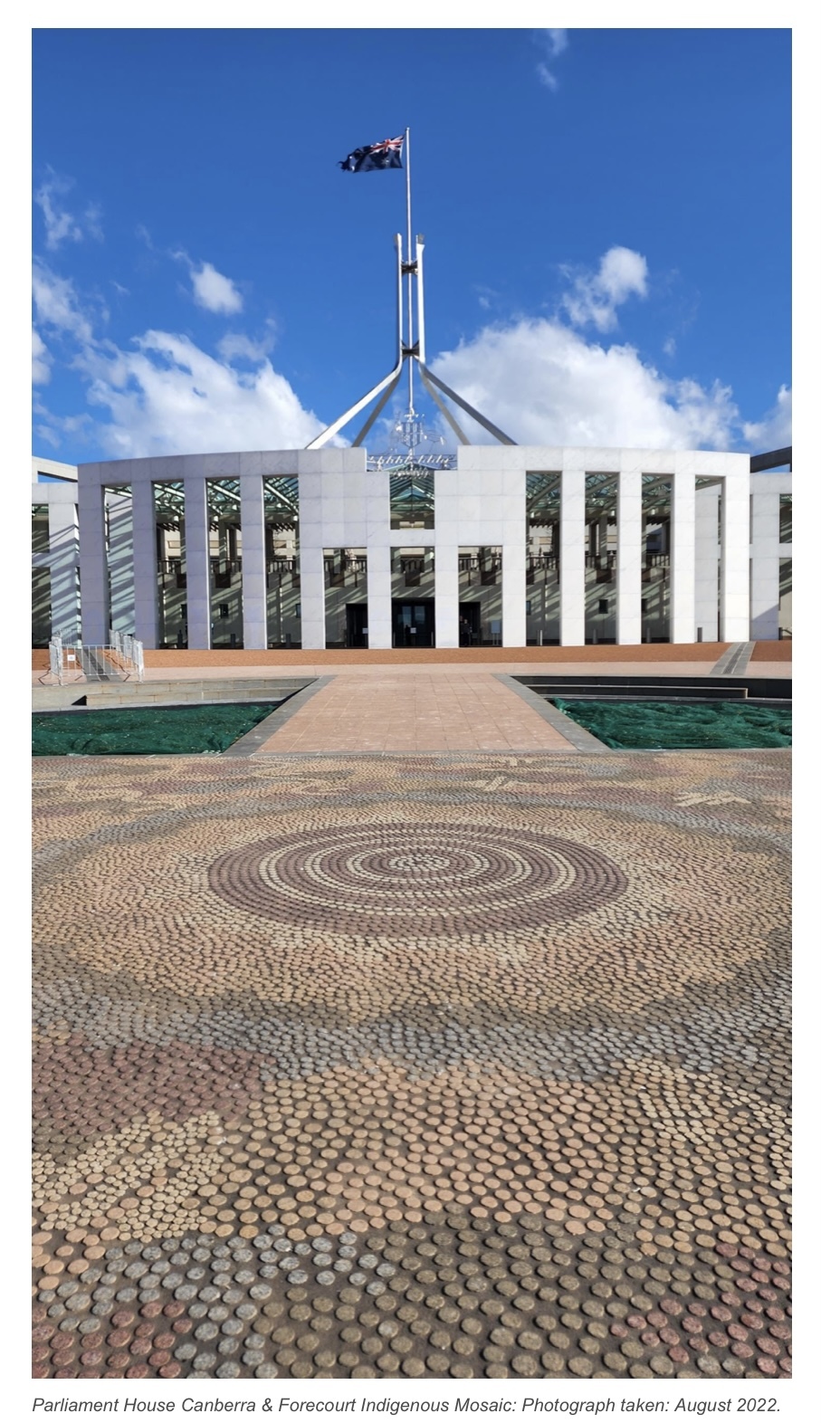 Parliament House Canberra & Forecourt Indigenous Mosaic: Photograph taken: August 2022.