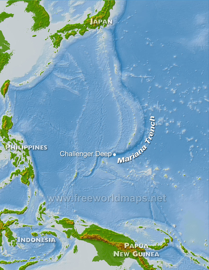 Relief Map Image of Challenger Deep location
