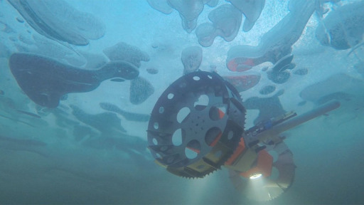 Image of an underwater rover developed by NASA-JPL for potential exploration of Europa’s ocean; courtesy NASA-JPL
